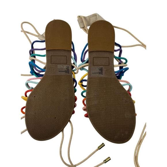 Mossimo Lace Up Gladiator Sandals Women’s 7.5 Pastel Rainbow Colors - Picture 3 of 3